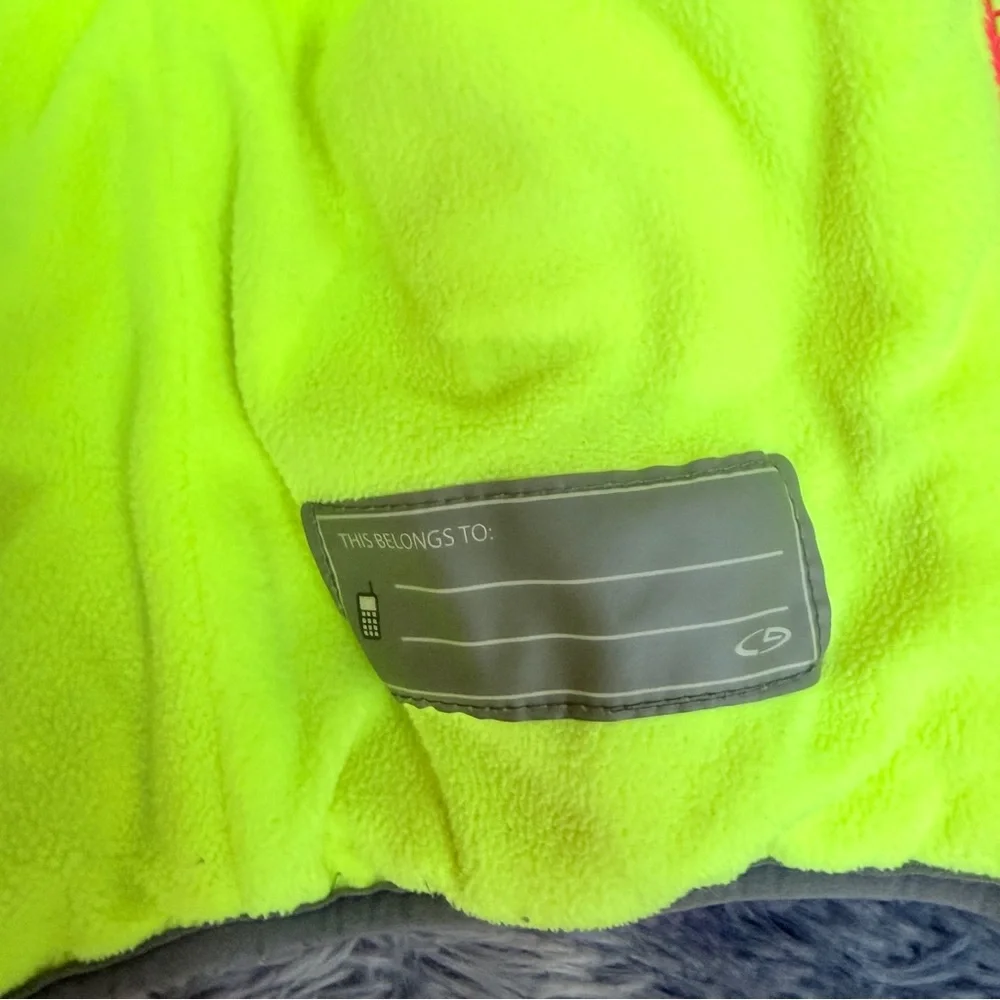 Champion Kids Bright Pink & Gray Puffer Jacket with Neon Yellow Lining 2T girls